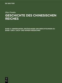 Produktbild: Anmerkungen, Erg&auml;nzungen und Berichtigungen zu Band I und II. Sach- und Namen-Verzeichnis