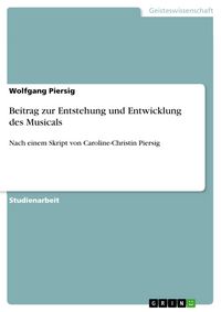 Produktbild: Beitrag zur Entstehung und Entwicklung des Musicals