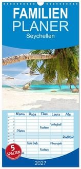 Produktbild: Familienplaner 2027 - Seychellen mit 5 Spalten (Wandkalender, 21 x 45 cm) CALVENDO