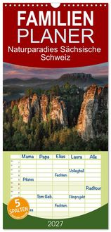 Produktbild: Familienplaner 2027 - Naturparadies S&auml;chsische Schweiz mit 5 Spalten (Wandkalender, 21 x 45 cm) CALVENDO