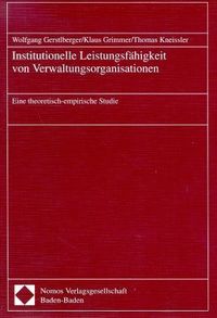 Produktbild: Institutionelle Leistungsf&auml;higkeit von Verwaltungsorganisationen