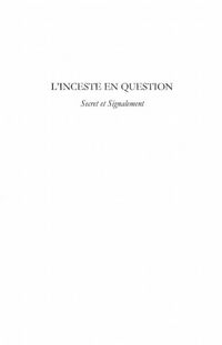 Produktbild: L'inceste en question - secret et signalement