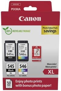 Produktbild: Canon Druckerpatrone PG-545XL/CL-546XL Photo Value Pack Original 2er-Pack Schwarz, Cyan, Magenta, Gelb 8286B011