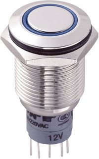 Produktbild: TRU COMPONENTS 701979 LAS2GQF-22E/B/12V/N/P Vandalismusgesch&uuml;tzter Drucktaster 250 V/AC 3 A 2 x Ein/(Ein) tastend Blau 1 St.