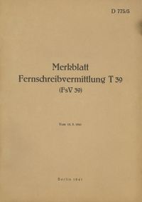 Produktbild: D 775/5 Merkblatt Fernschreibvermittlung T 39 (FsV 39)
