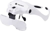 Produktbild: TOOLCRAFT 2469761 Lupenbrille mit LED-Beleuchtung Vergr&ouml;&szlig;erungsfaktor: 3.5 x, 2.5 x, 2.0 x, 1.5 x, 1.0 x Linsengr&ouml;&szlig;e: (L x B) 95 mm x 34 mm