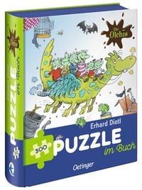 Produktbild: Die Olchis. Puzzle im Buch. Feuerstuhl. 300 Teile, Format 48 x 24 cm