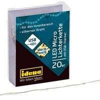 Produktbild: Idena Lichterkette 20 Micro LED warmwei&szlig; mit USB 1,25m