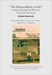 Produktbild: "The Deepest Reality of Life": Southern Sociology, the WPA, and Food in the New South
