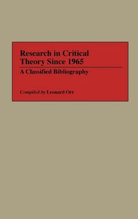 Produktbild: Research in Critical Theory Since 1965