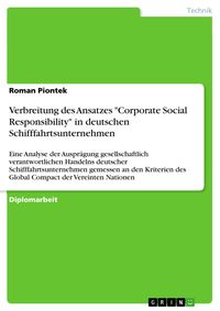 Produktbild: Verbreitung des Ansatzes "Corporate Social Responsibility" in deutschen Schifffahrtsunternehmen