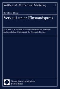 Produktbild: Verkauf unter Einstandspreis / Wettbewerb, Vertrieb und Marketing&nbsp; Band 1