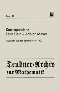 Produktbild: Korrespondenz Felix Klein - Adolph Mayer