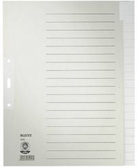 Produktbild: Leitz 1220 Register DIN A4, &Uuml;berbreite blanko Tauenpapier Grau 20 Registerbl&auml;tter 12200085