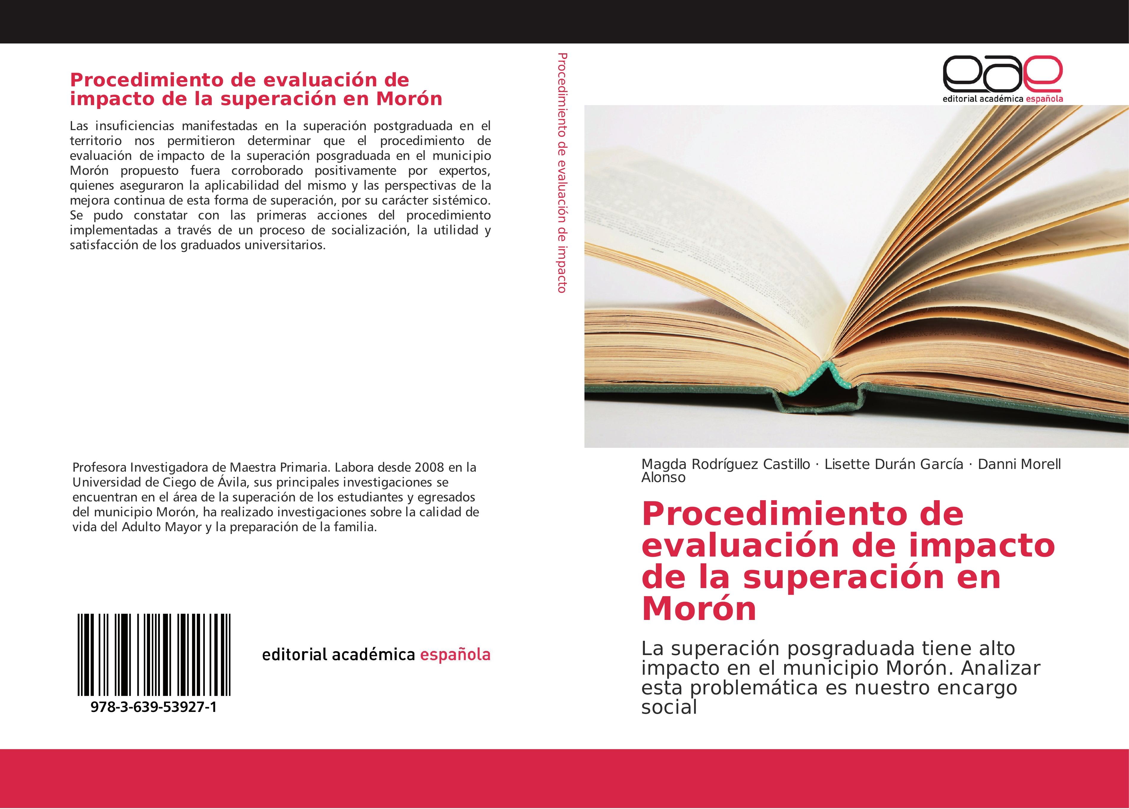 Produktbild: Procedimiento de evaluaci&oacute;n de impacto de la superaci&oacute;n en Mor&oacute;n