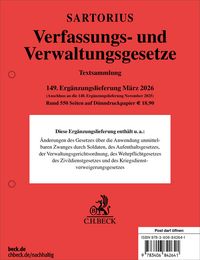 Produktbild: Verfassungs- und Verwaltungsgesetze 149. Erg&auml;nzungslieferung