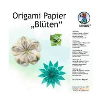 Produktbild: URSUS Falten Origami Papier Bl&uuml;ten, blau/gr&uuml;n, 100 Blatt