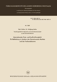 Produktbild: Internationaler Preis- und Kaufkraftvergleich f&uuml;r Bekleidung in L&auml;ndern des Gemeinsamen Marktes und der Freihandelszone