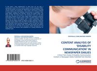 Produktbild: Content Analysis Of 'disability Communication' in Newspaper Dailies