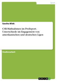 Produktbild: CSR-Ma&szlig;nahmen im Profisport. Unterschiede im Engagement von amerikanischen und deutschen Ligen