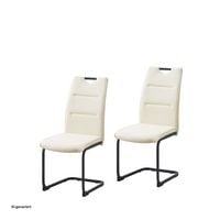 Produktbild: HTI-Living Schwingstuhl 2er Set PU creme DannyP Freischwinger Esszimmerstuhl Kunstleder
