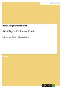 Produktbild: Acht Tipps f&uuml;r kleine Etats