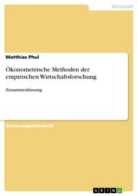 Produktbild: &Ouml;konometrische Methoden der empirischen Wirtschaftsforschung