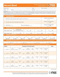 Produktbild: Number Sense Screener(tm) (Nss(tm)) Record Sheets, K-1, Research Edition