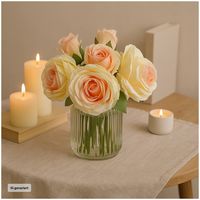 Produktbild: HTI-Living Rosenstrau&szlig; Kunstblumen in Glasvase 31 cm naturgetreue Dekoration