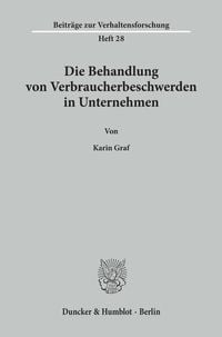 Produktbild: Die Behandlung von Verbraucherbeschwerden in Unternehmen.