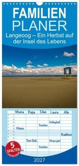 Produktbild: Familienplaner 2027 - Langeoog &ndash; Ein Herbst auf der Insel des Lebens mit 5 Spalten (Wandkalender, 21 x 45 cm) CALVENDO