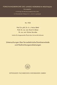 Produktbild: Untersuchungen &uuml;ber ferroelektrische Dom&auml;nenw&auml;nde und Nachwirkungserscheinungen