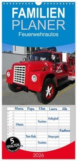 Produktbild: Familienplaner 2026 - Feuerwehrautos mit 5 Spalten (Wandkalender, 21 x 45 cm) CALVENDO