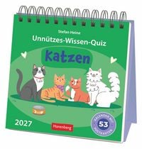 Produktbild Unnützes-Wissen-Quiz Katzen Premium-Postkartenkalender 2027 - Kalender mit 53 Rätselkarten