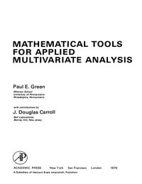 Produktbild: Mathematical Tools for Applied Multivariate Analysis