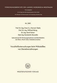 Produktbild: Verschlei&szlig;untersuchungen beim W&auml;lzsto&szlig;en von Geradverzahnungen