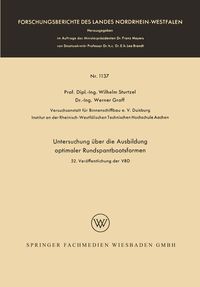 Produktbild: Untersuchung &uuml;ber die Ausbildung optimaler Rundspantbootsformen