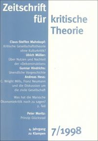 Produktbild: Zeitschrift f&uuml;r kritische Theorie / Heft 7 (1998)