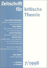 Produktbild: Zeitschrift f&uuml;r kritische Theorie / Zeitschrift f&uuml;r kritische Theorie, Heft 7 (1998)