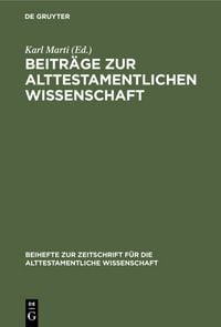Produktbild: Beitr&auml;ge zur alttestamentlichen Wissenschaft