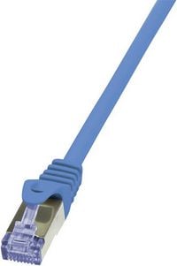 Produktbild: LogiLink CQ3046S RJ45 Patchkabel CAT 6a S/FTP 1.50 m Blau Flammwidrig, mit Rastnasenschutz 1 St.
