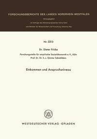 Produktbild: Einkommen und Anspruchsniveau