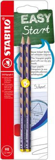 Schmaler Dreikant-Bleistift für Linkshänder - STABILO EASYgraph S Metallic Edition in metallic violett 2er Blister  - Härtegrad HB
