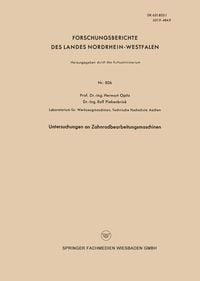 Produktbild: Untersuchungen an Zahnradbearbeitungsmaschinen