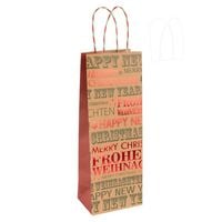 Produktbild: Idena Flaschentasche Frohe Weihnachten / Happy New Year 12,5x35x9cm Kraftpapier 140g/m&sup2;