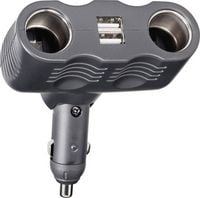 Produktbild: Basetech A13-123 2fach Zigarettenanz&uuml;nder-Verteiler Anzahl Zigarettenkupplungen 2 x Schnittstellen: USB 2 x Belastbarkeit Strom max. 10 A