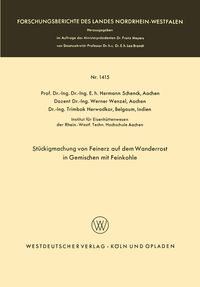 Produktbild: St&uuml;ckigmachung von Feinerz auf dem Wanderrost in Gemischen mit Feinkohle