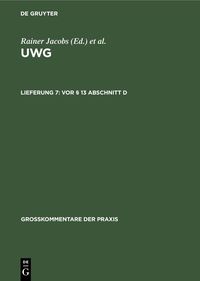 Produktbild: Vor &sect; 13 Abschnitt D