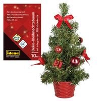Produktbild: Idena Deko Weihnachtsbaum rot geschm&uuml;ckt 10 LED warmwei&szlig; 35cm batteriebetrieben
