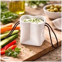 Produktbild: neuetischkultur Servierschale T&uuml;tenform Keramik Dipschale Tasche Design mit Trageriemen